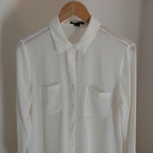 Forever 21 Sheer White Blouse w/Pockets [M]